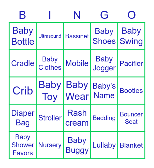 Baby Shower Bingo Card