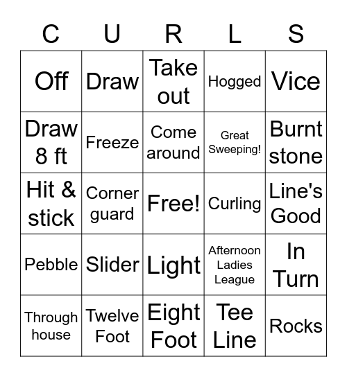 Curling Bingo Card