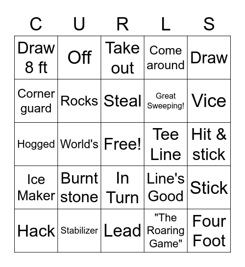 Curling Bingo Card