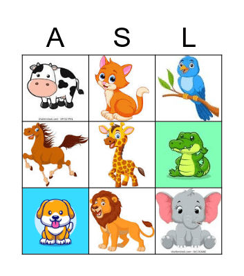 ASL Animals Week 1 Bingo Card