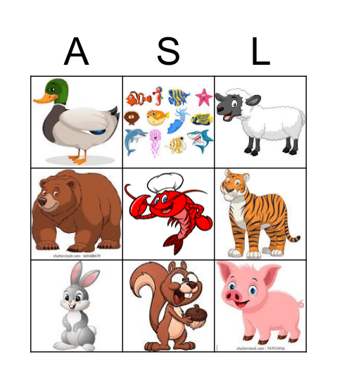 ASL Animals Week 2 Bingo Card
