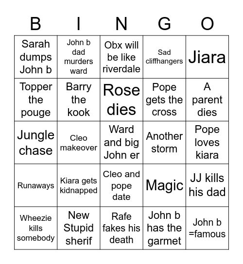 Obx bingo Card