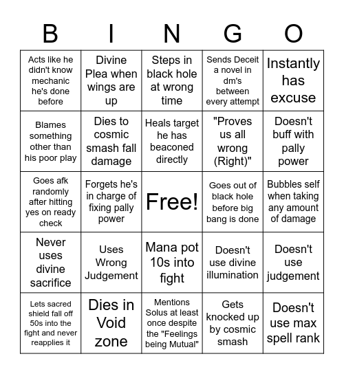 Ryan Algalon Bingo Card