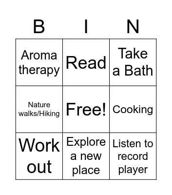 Self-Care Bingo Card