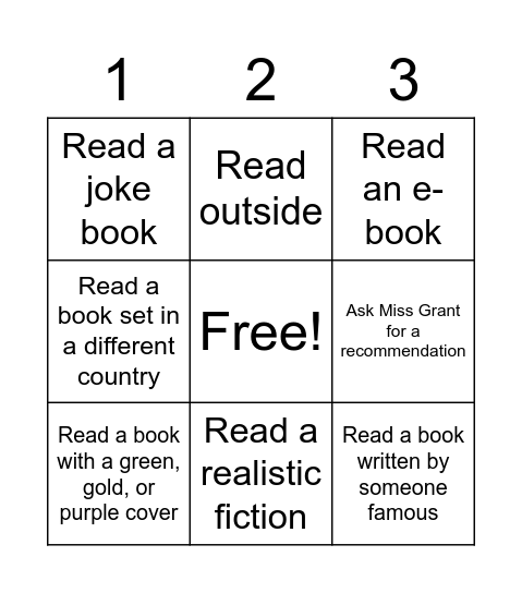 March Madness Book Battle Bingo Card