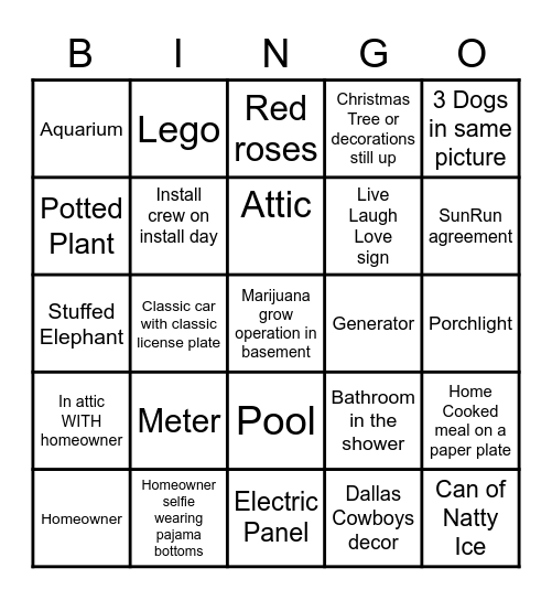 Selfie Bingo! Bingo Card