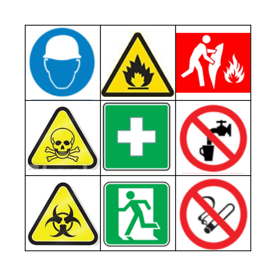 Safety Sign Bingo Card