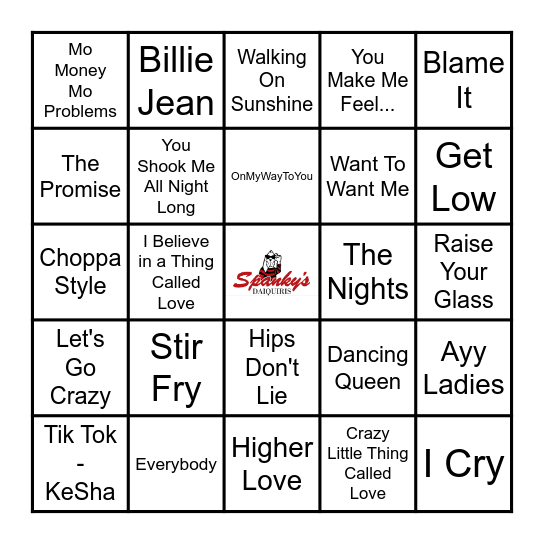 Spanky's Music Bingo 2/22/23 Bingo Card