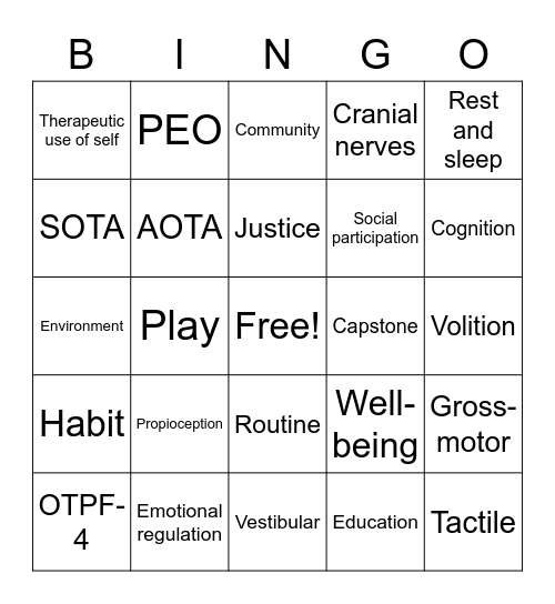 OT Bingo Card