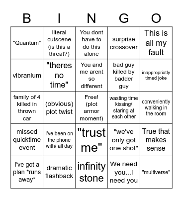 Marvel Bingo Card