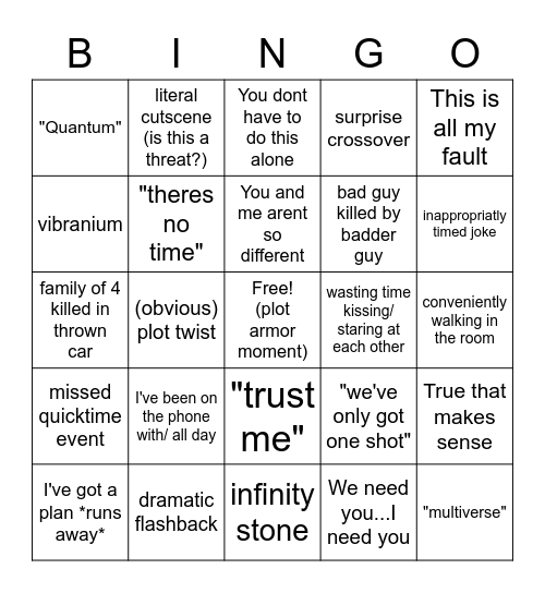 Marvel Bingo Card