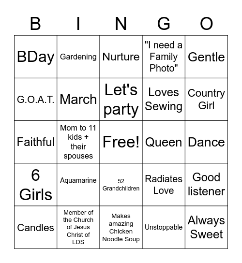 Elma Daun Pratt Case Bingo Card