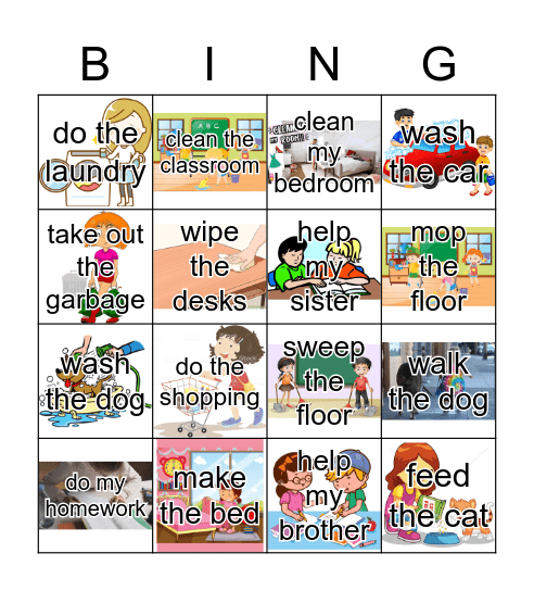 CHORES Bingo Card