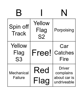 F1 Bingo Card
