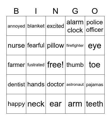 ESL Vocab. Bingo #2 Bingo Card
