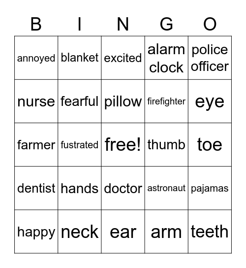 ESL Vocab. Bingo #2 Bingo Card