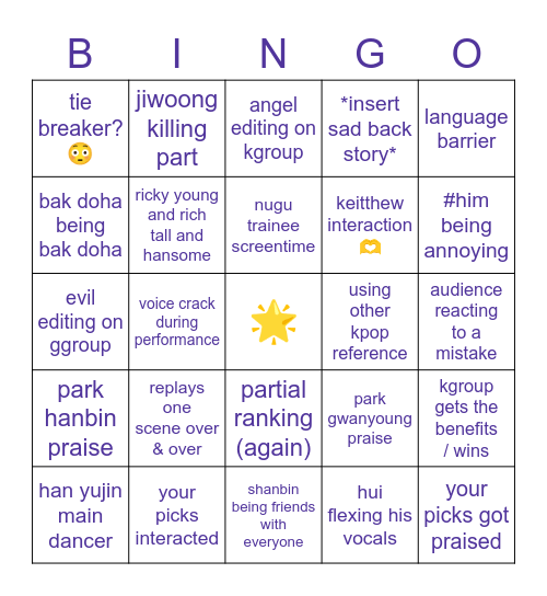boys planet ep.3 Bingo Card