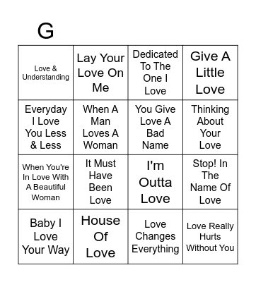 Love Is All Around Bingo Card