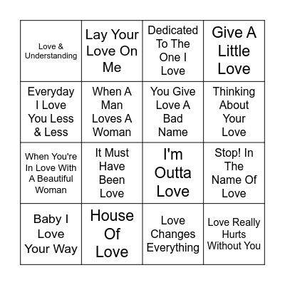 Love Is All Around Bingo Card