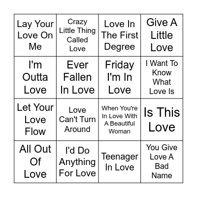 Love Is All Around Bingo Card