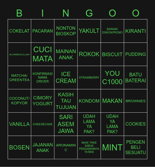 JOOHYUK Bingo Card