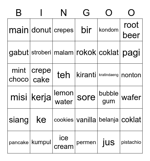 oting Bingo Card