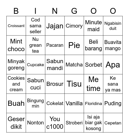 Hoshi Bingo Card