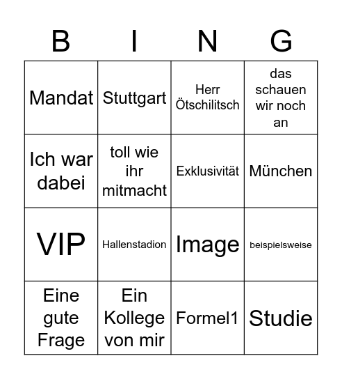 Schocher Bingo Card