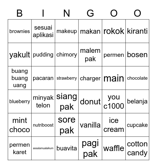 telur Bingo Card