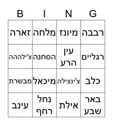 חנוכה אצל החוביצים Bingo Card