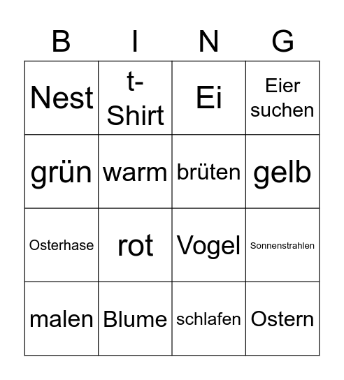 Oster Bingo Card