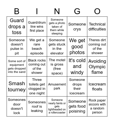 Indoor wildwood bingo Card