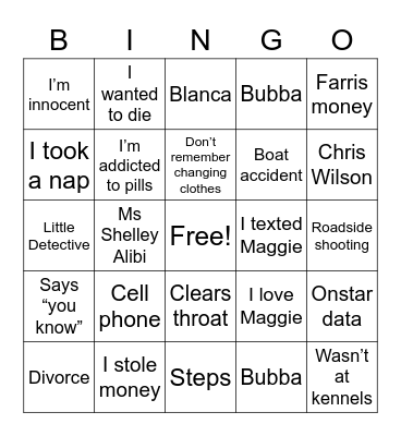 Alex Murdaugher Takes the Stand Bingo Card