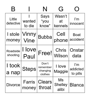 Alex Murdaugher Takes the Stand Bingo Card