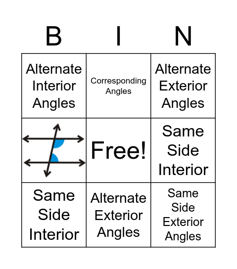 Parallel Lines and Angles BINGO Card
