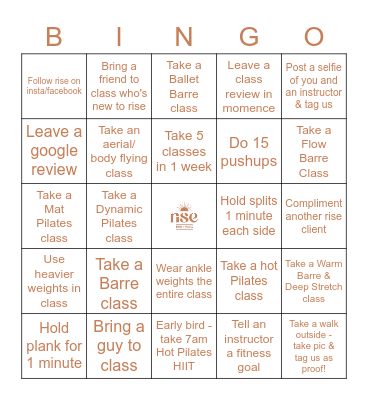 rise MARCH '23 Bingo Card