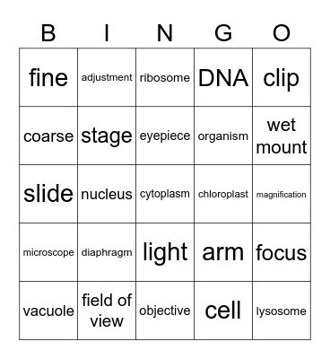 Cells and Microscopes Bingo Card