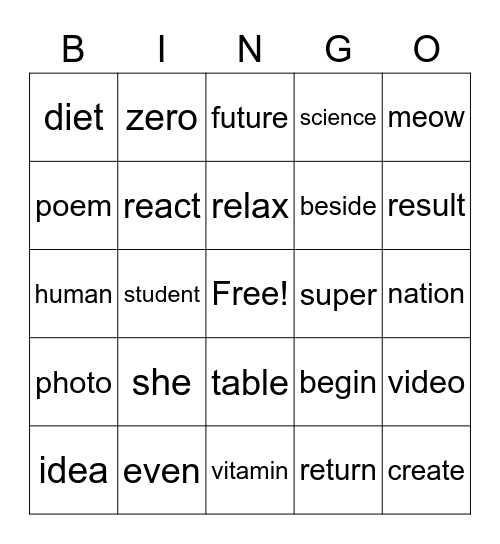 Unit 4 Week 1 Spelling- Araiza Bingo Card