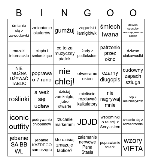 Matma z Iwanem Bingo Card