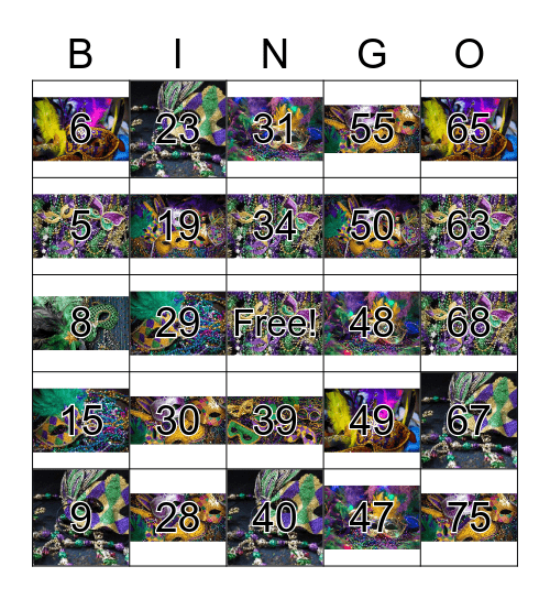 Number Bingo 1-75 Bingo Card