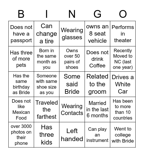 Mehendi Entertainments Bingo Card