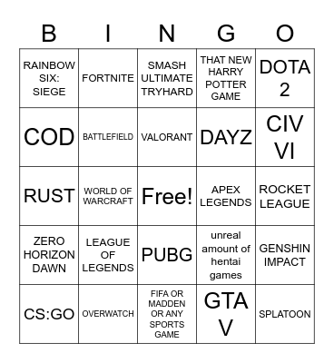 🚩🎮🙋‍♂️ Bingo Card