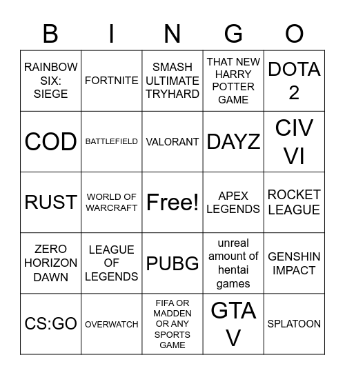 🚩🎮🙋‍♂️ Bingo Card