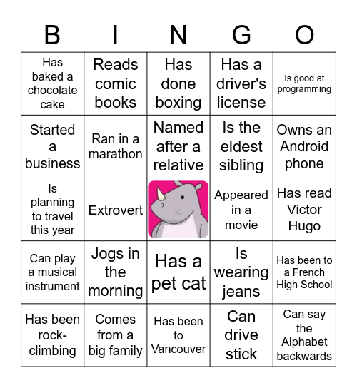 BINGO 1 Bingo Card