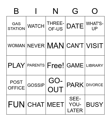 ASL 1 Unit 5 Bingo Card