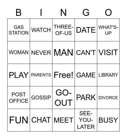 ASL 1 Unit 5 Bingo Card