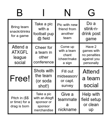 ATXGFL TEAM BINGO Card