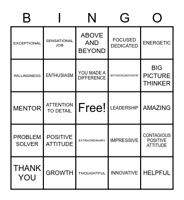Employee Appreciation! Bingo Card