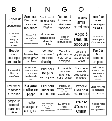 BINGO CHILL & PRAY Février 2023 Bingo Card