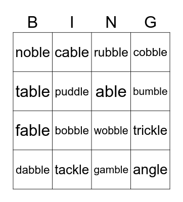 UFLI Lesson 75 Bingo Card